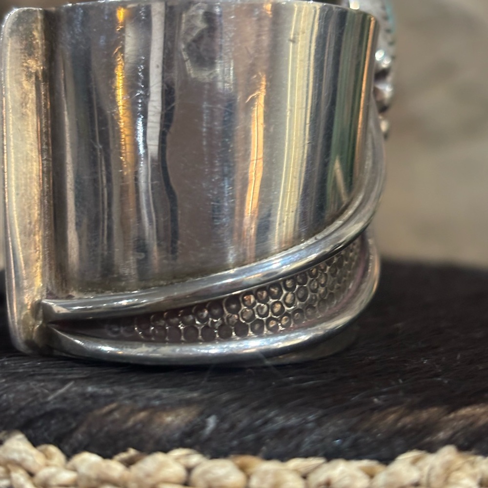 Custom Made Solid Sterling And Turquoise Cuff - image 4